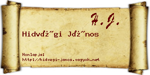 Hidvégi János névjegykártya